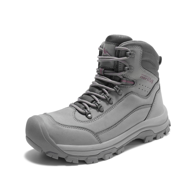 Women's Cap-Toe Leather Waterproof Hiking Boots - DARK GREY -  0